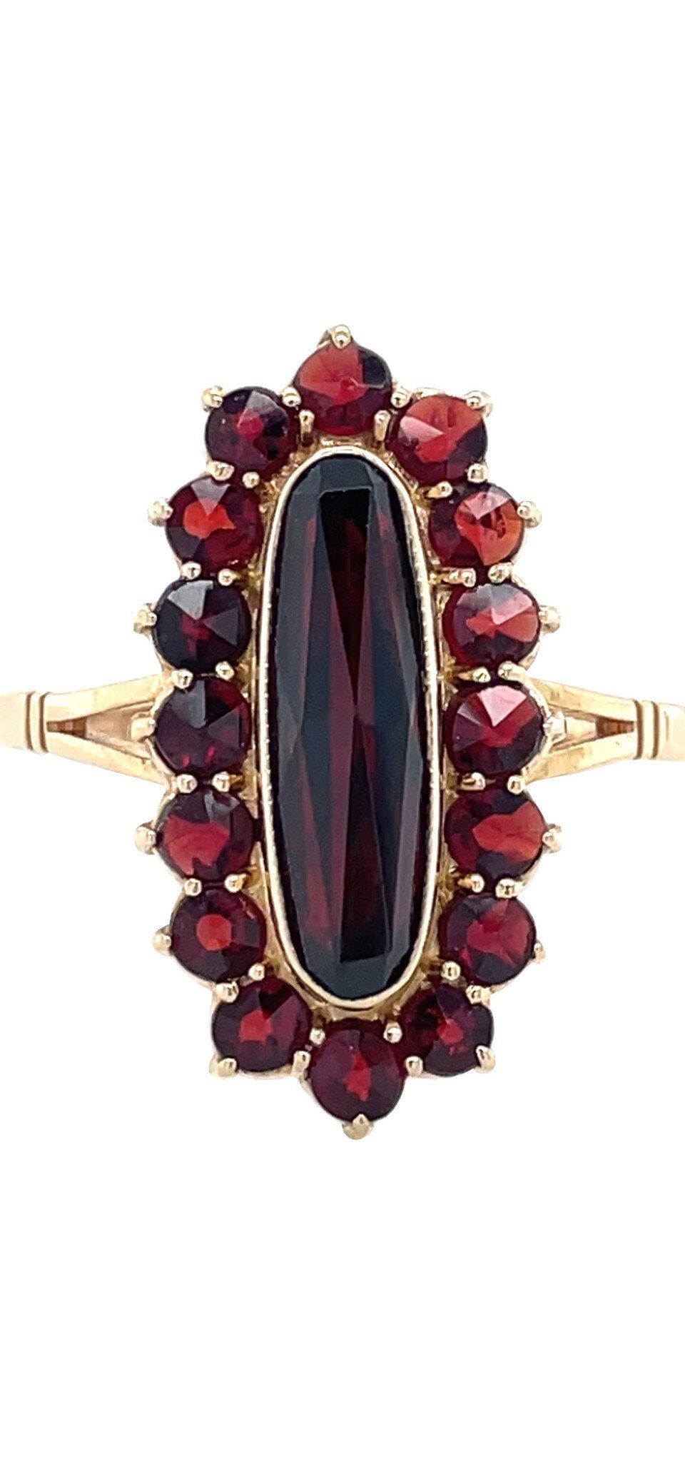 Vintage 14K Gold Cluster Ring with Garnet